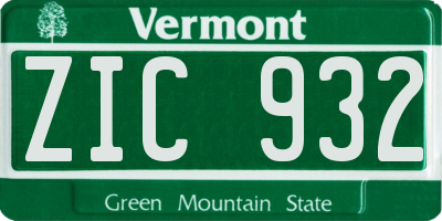 VT license plate ZIC932