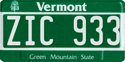 VT license plate ZIC933