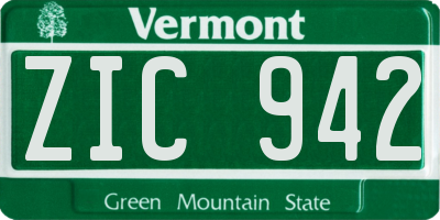 VT license plate ZIC942
