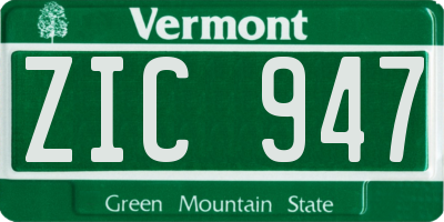 VT license plate ZIC947