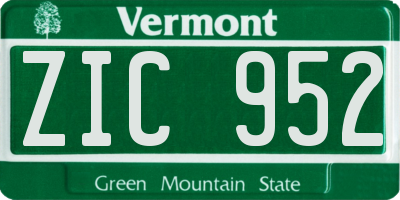 VT license plate ZIC952