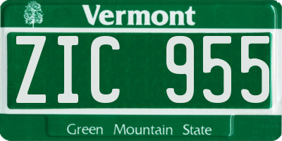 VT license plate ZIC955