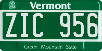 VT license plate ZIC956