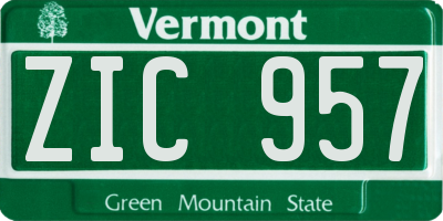 VT license plate ZIC957