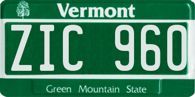 VT license plate ZIC960