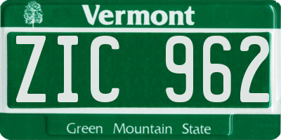VT license plate ZIC962