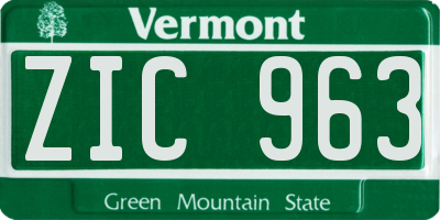 VT license plate ZIC963