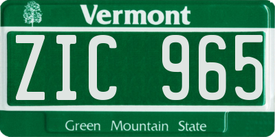 VT license plate ZIC965