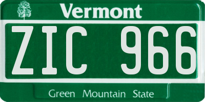 VT license plate ZIC966
