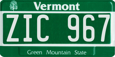 VT license plate ZIC967