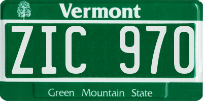 VT license plate ZIC970
