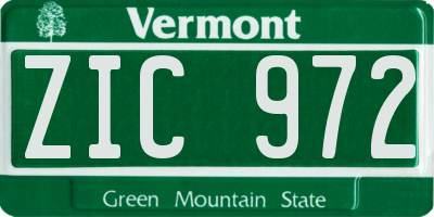 VT license plate ZIC972