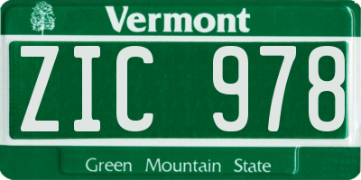 VT license plate ZIC978