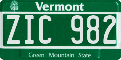 VT license plate ZIC982