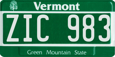 VT license plate ZIC983