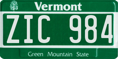 VT license plate ZIC984