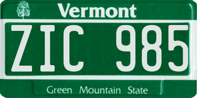 VT license plate ZIC985