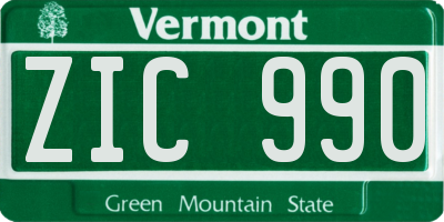 VT license plate ZIC990