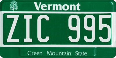 VT license plate ZIC995
