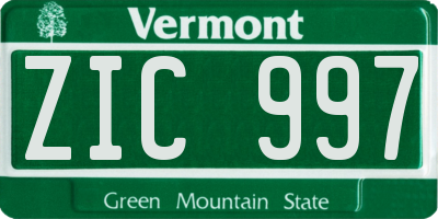 VT license plate ZIC997