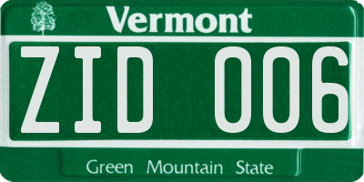 VT license plate ZID006