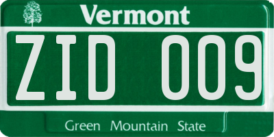 VT license plate ZID009