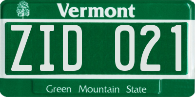 VT license plate ZID021