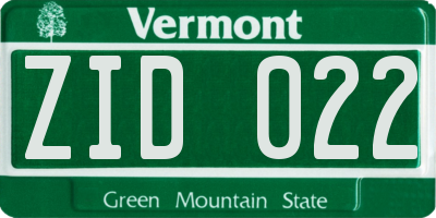 VT license plate ZID022