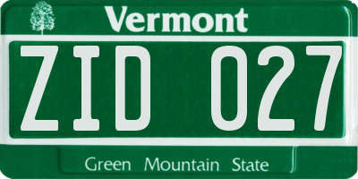 VT license plate ZID027