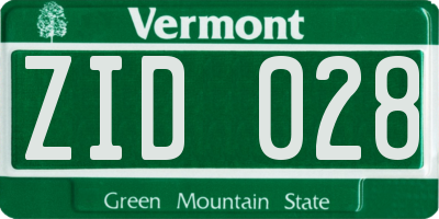 VT license plate ZID028