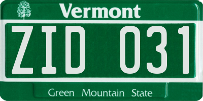 VT license plate ZID031