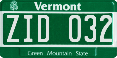 VT license plate ZID032