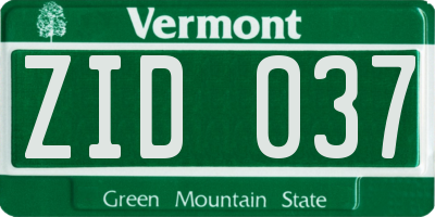 VT license plate ZID037