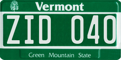 VT license plate ZID040