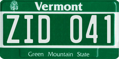 VT license plate ZID041