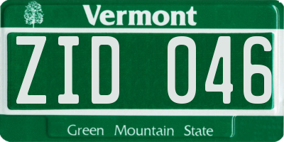 VT license plate ZID046