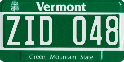 VT license plate ZID048