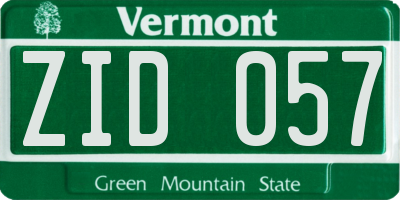VT license plate ZID057