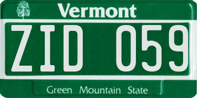 VT license plate ZID059