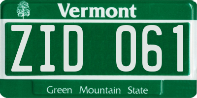 VT license plate ZID061