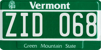 VT license plate ZID068
