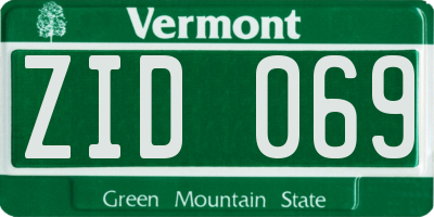 VT license plate ZID069