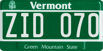 VT license plate ZID070