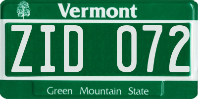VT license plate ZID072