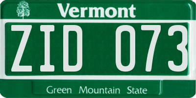 VT license plate ZID073