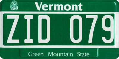 VT license plate ZID079