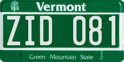 VT license plate ZID081
