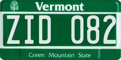 VT license plate ZID082