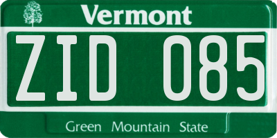 VT license plate ZID085