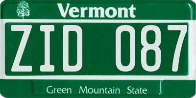 VT license plate ZID087